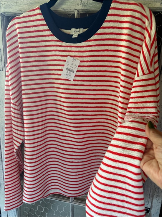 J. Crew Tops - J. Crew Women’s Red & Navy, White Top 97% Cotton, 3% Polyester